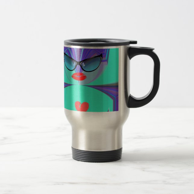 Mug De Voyage Lunettes de soleil vibrantes Diva Aura Rouge cœur  (Droit)