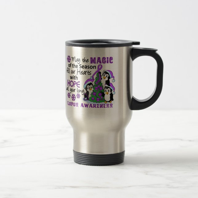 Mug De Voyage Lupus de pingouins de Noël (Droit)
