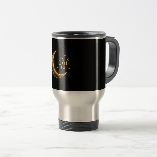 Mug De Voyage Luxury Black & Gold Eid Mubarak – Elegant (Devant droit)