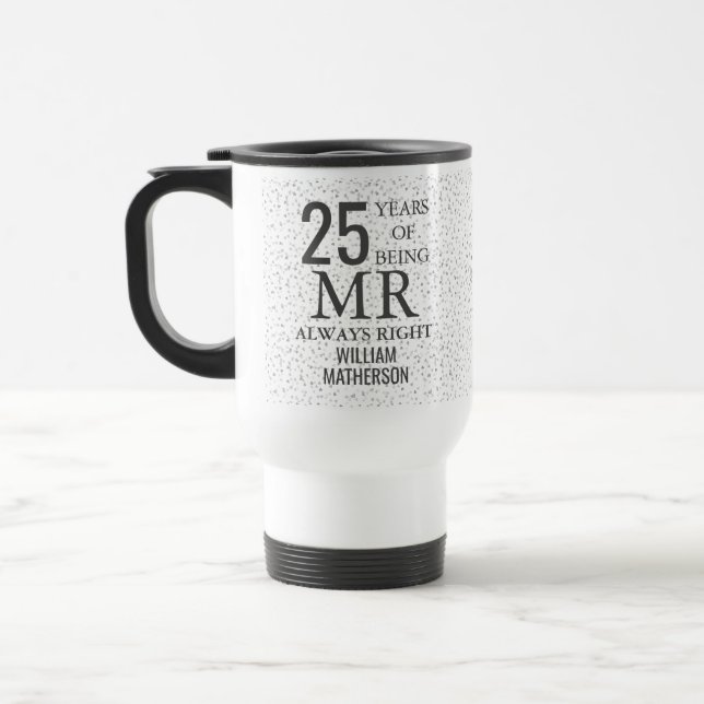 Mug De Voyage M. Always Right Fun 25e anniversaire Coeurs d'arge (Gauche)