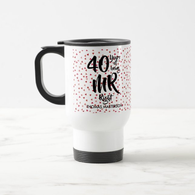 Mug De Voyage M. Right 40e anniversaire Ruby Hearts Confetti (Gauche)