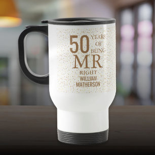 Mug De Voyage M. Right Fun 50e anniversaire Coeurs d'or