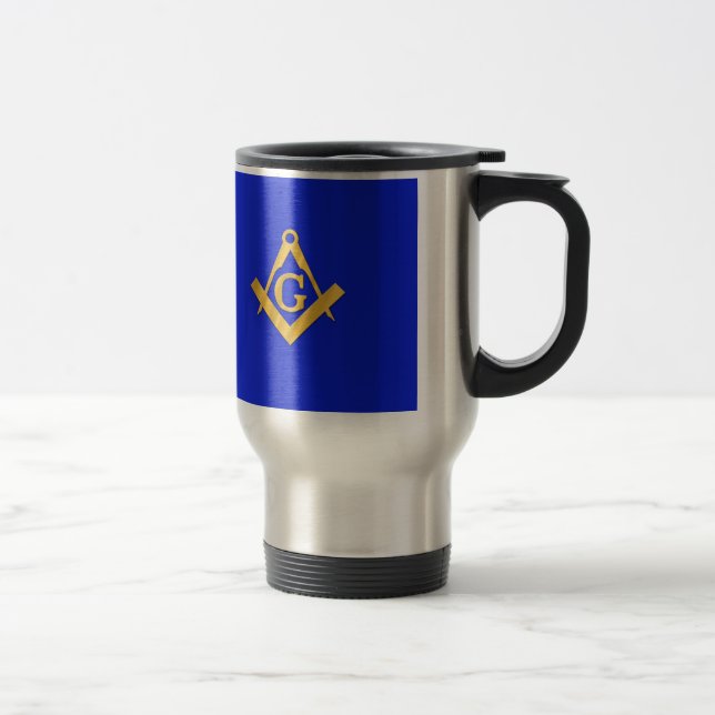 Mug De Voyage Maçon - bleu maçonnique (Droit)