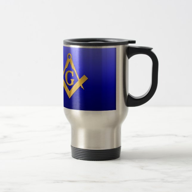 Mug De Voyage Maçon maçonnique avec le bleu de gradient (Droit)