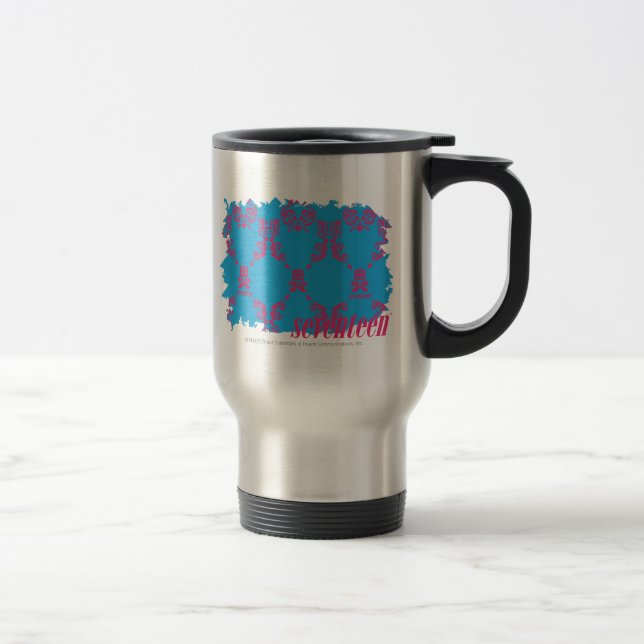 Mug De Voyage Magenta-Aqua 4 de damassé (Droit)