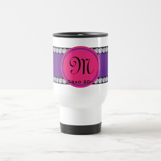 Mug De Voyage Magenta Monogramme Diplôme en diamant (Centre)