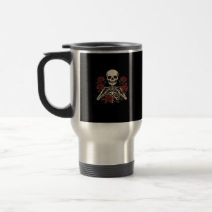 Mug De Voyage Mains Coeur Squelette Avec Roses Rouges - Romantiq