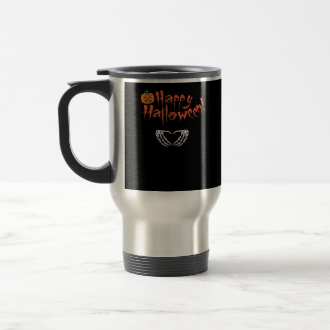 Mug De Voyage Mains éffrayantes de squelette. Joyeux Halloween. (Gauche)