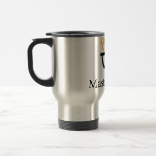 Mug De Voyage Maître chef ajouter nom poêle noir jaune feu de fu