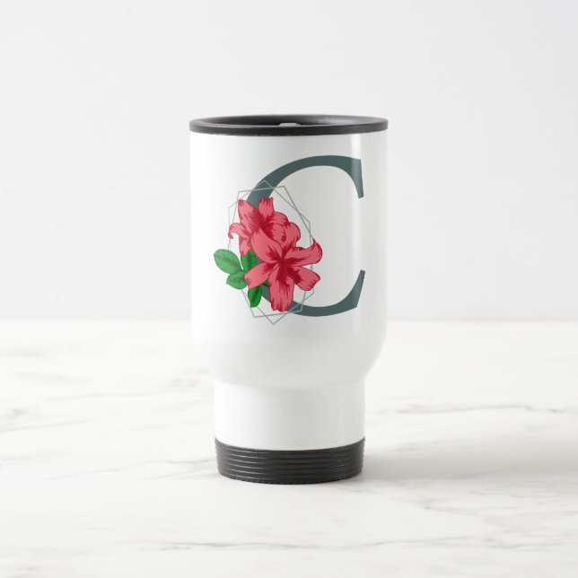 Mug De Voyage Majuscule C monogramme floral (Centre)