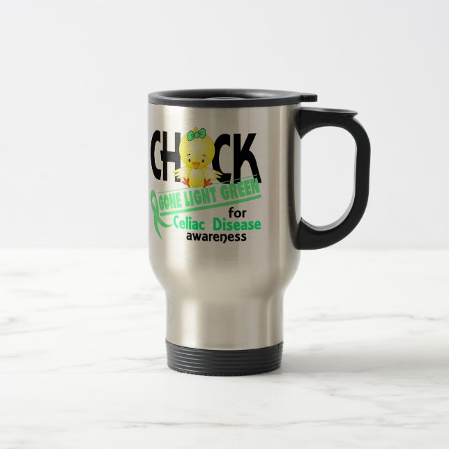 Mug De Voyage Maladie coeliaque 2 vert clair allés par poussin (Droit)