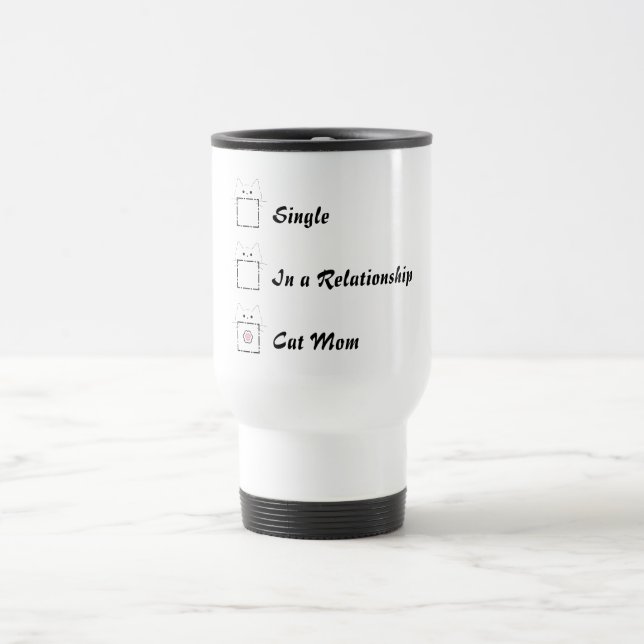 Mug De Voyage Maman Chat Chaton Mignon Patte Blanche & Rose (Centre)