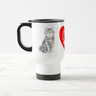 Mug De Voyage Maman de chat mignon Grise / Tabby argenté Kitty A