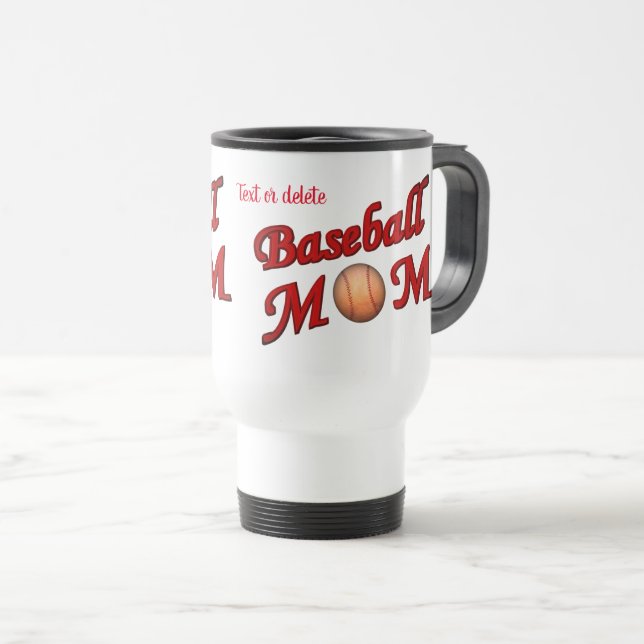 Mug De Voyage Maman mignonne de baseball personnalisée (Devant droit)