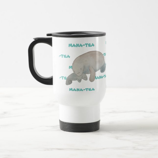 Mug De Voyage Mana-tea drôle Pun Manatee (Gauche)