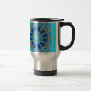 Mug De Voyage Mandala de lotus en turquoise et bleu