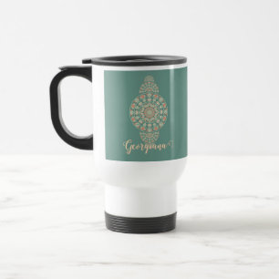 Mug De Voyage Mandala Ornementale Rétro Sage & Sable customisé