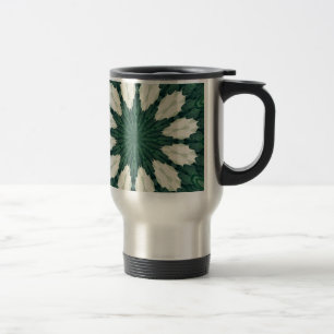 Mug De Voyage Mandala tropical vert et feuille argentée de Sacra