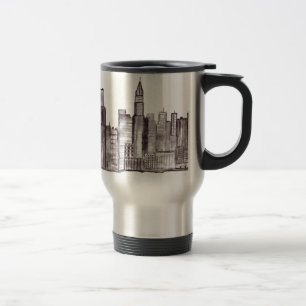 Mug De Voyage Manhattan New York couleur d'eau noir vintage