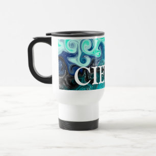 Mug De Voyage Marbre d'art Turquoise bleu et noir