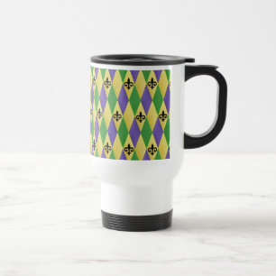 Mug De Voyage Mardi Gras Arlequin Fleur De Lis