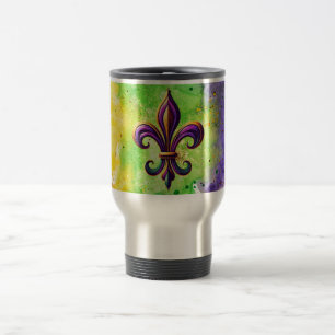 Mug De Voyage Mardi Gras coloré Fleur de lis