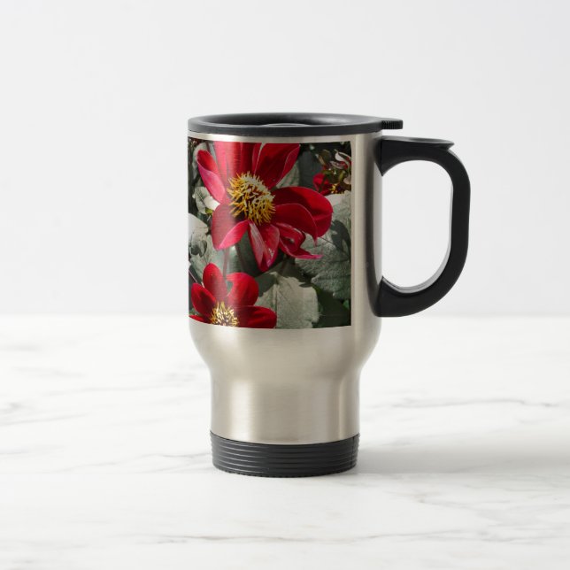 Mug De Voyage marguerite rose chaud rouge / marguerites fleurs (Droit)