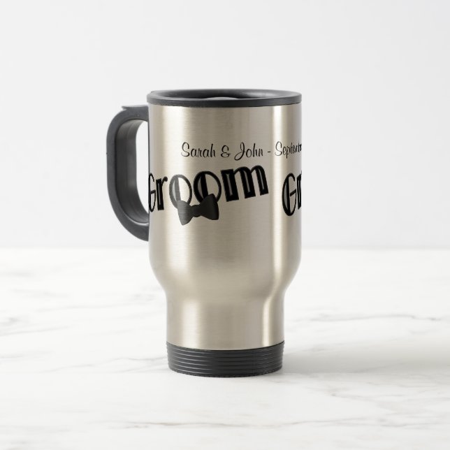 Mug De Voyage Mariage personnalisé Groom (Devant gauche)