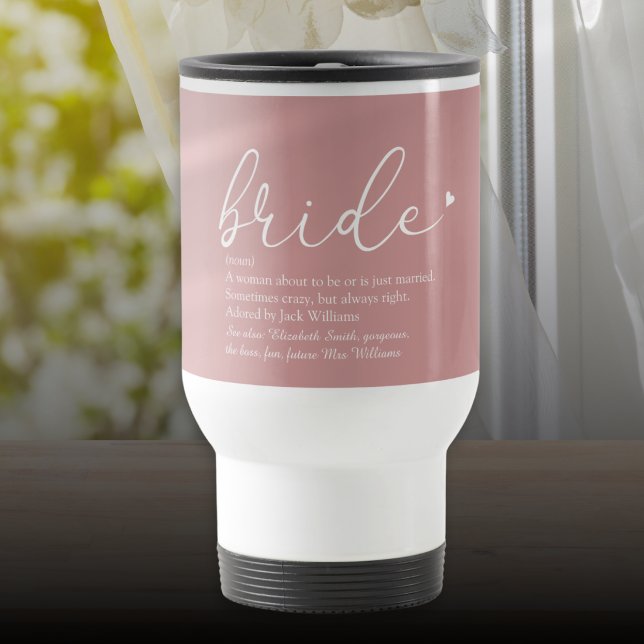 Mug De Voyage Mariée de Script Définition Bridal Shower Mariage (Script Bride Definition Bridal Shower Wedding Travel Mug)