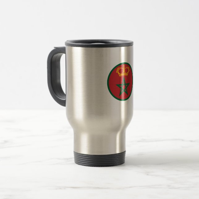 Mug De Voyage Marocain rond symbole du drapeau du pays armée (Devant gauche)