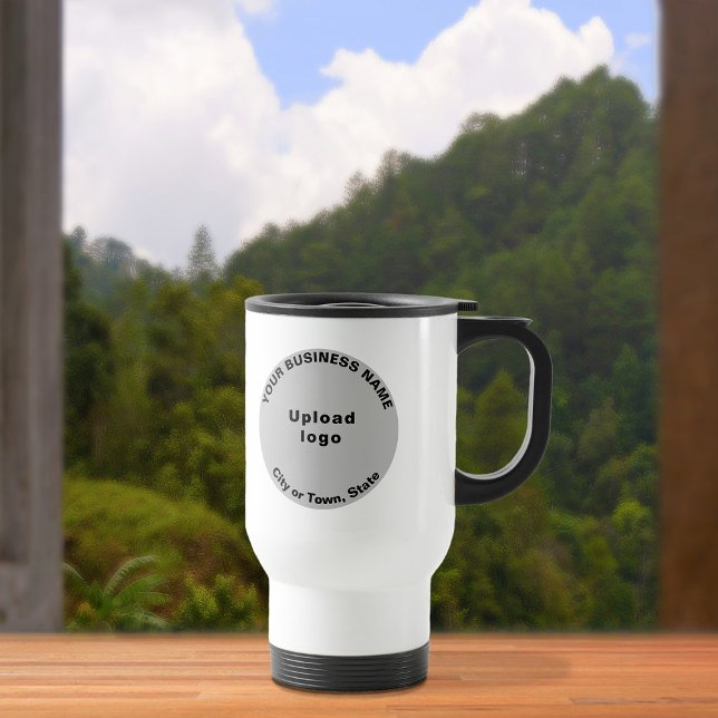 Mug De Voyage Marque d'affaires gris rond sur la Mug Voyage (Créateur téléchargé)