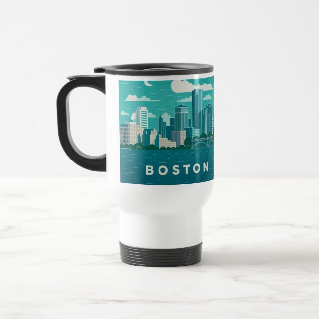 Mug De Voyage Massachusetts Night Cityscape | Boston City (Gauche)