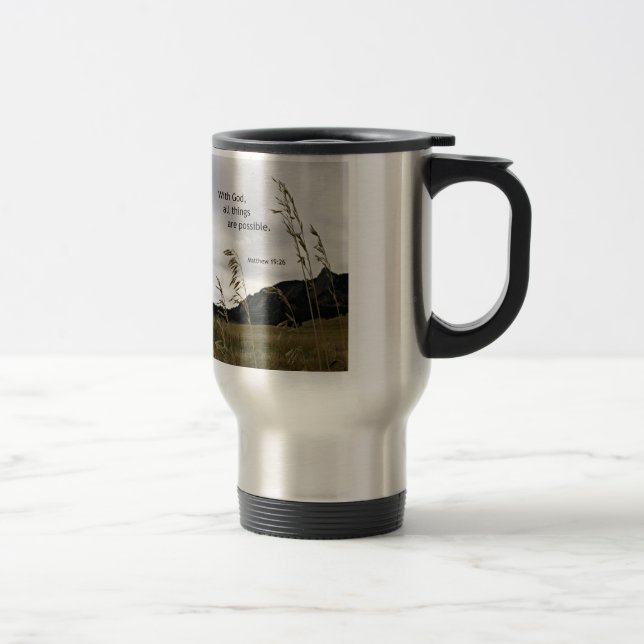Mug De Voyage Matthieu 19:26 Avec Dieu, tout est possible (Droit)