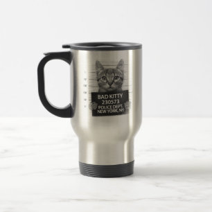 Mug De Voyage Mauvais chat Kitty Photo d'arrestation de police d