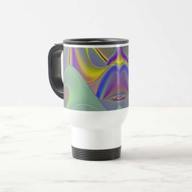 Mug De Voyage Mauvais visage, Arc-en-ciel 3D Abstrait (Devant gauche)