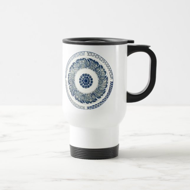 Mug De Voyage Médaillon Chinois : Chinoiserie Bleu Indigo (Droite)
