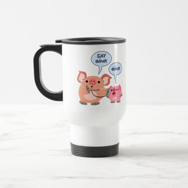 Mug De Voyage Médecin de cochon de caricature mignonne et patien (Gauche)