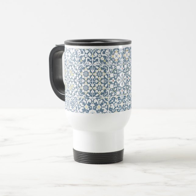 Mug De Voyage Mediterranean Tiles, Moroccan, Majolica, Azulejo (Devant gauche)