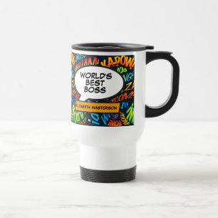 Mug De Voyage Meilleur Boss du monde amusant Retro Comic Book Po
