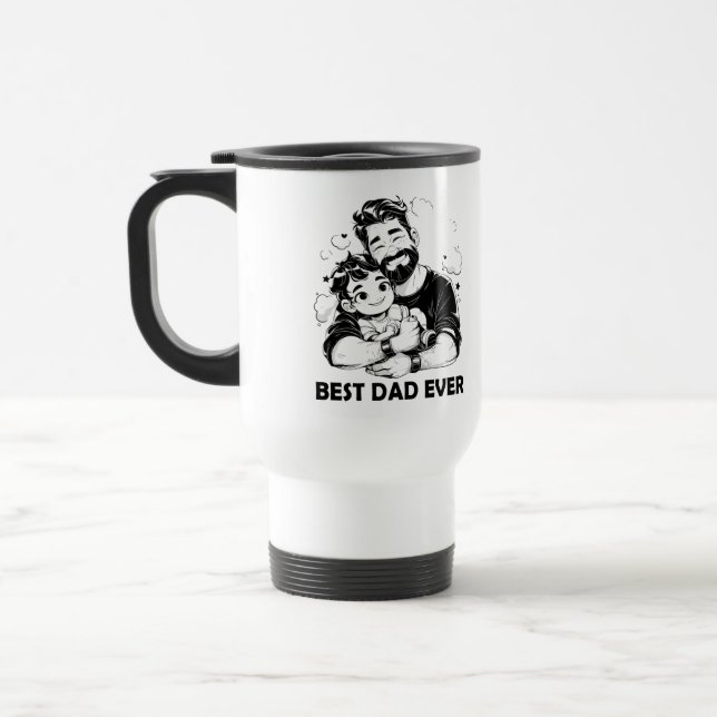 Mug De Voyage Meilleur Café Papa Ever - Drôle & Coeur (Gauche)