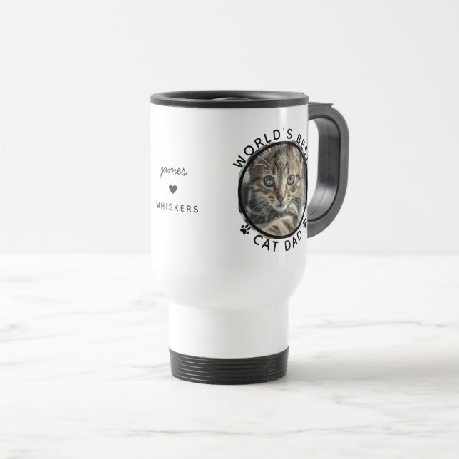 Mug De Voyage Meilleur Chat Papa Nom personnalisé Pet Photo (Devant droit)