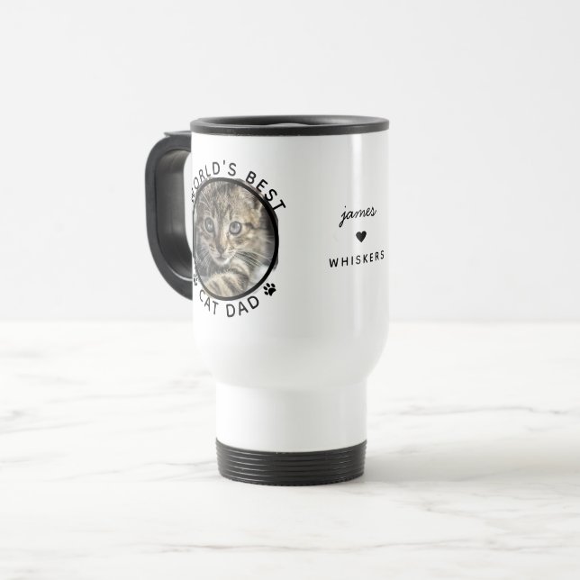 Mug De Voyage Meilleur Chat Papa Nom personnalisé Pet Photo (Devant gauche)