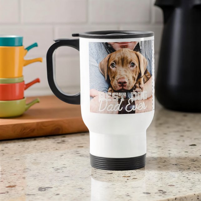 Mug De Voyage Meilleur Chien Papa Jamais une photo personnalisée (Créateur téléchargé)