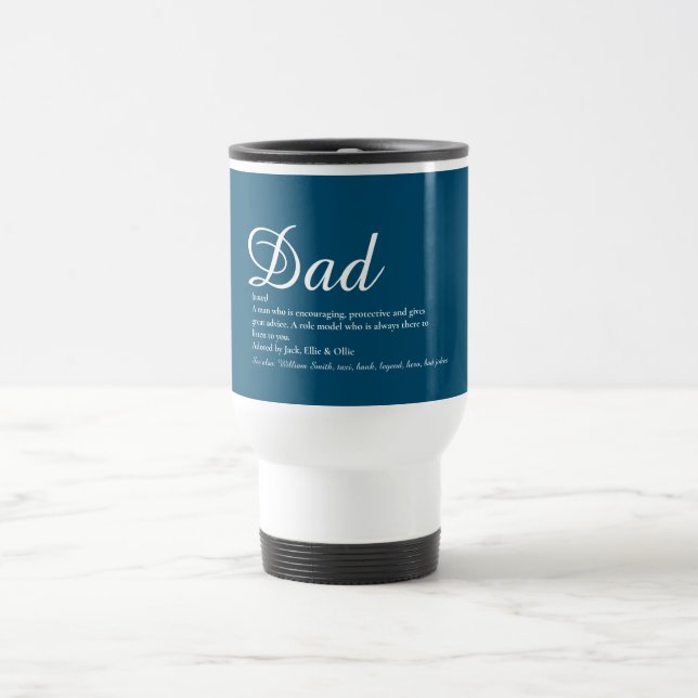 Mug De Voyage Meilleur Papa, Daddy, Définition Papa Bleue Script (Centre)
