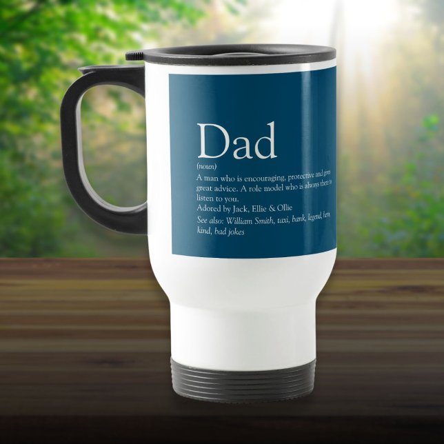Mug De Voyage Meilleur papa du monde Définition Bleue (World's Best Ever Dad Daddy Father Definition Blue Travel Mug)