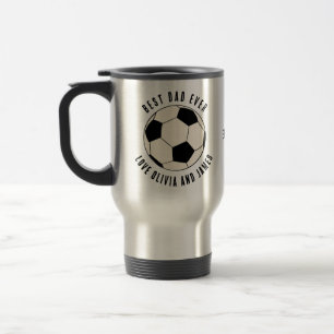 Mug De Voyage Meilleur Papa Jamais Soccer Ball Noms des enfants