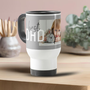 Mug De Voyage Meilleur papa Modern Grey Photo Fête du Père
