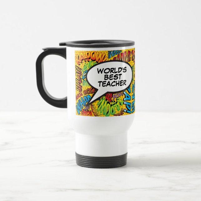 Mug De Voyage Meilleur Professeur du Monde Livre de Bande Dessin (Gauche)
