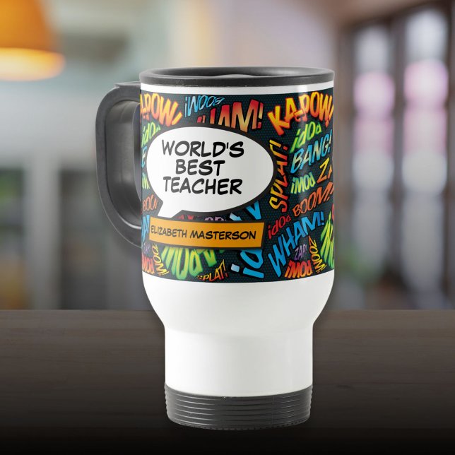 Mug De Voyage Meilleure appréciation de l'enseignant amusant Com (Best Teacher Appreciation Fun Comic Book Travel Mug)