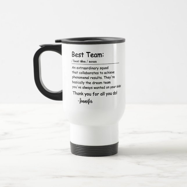 Mug De Voyage Meilleure définition d'équipe appréciation des emp (Gauche)